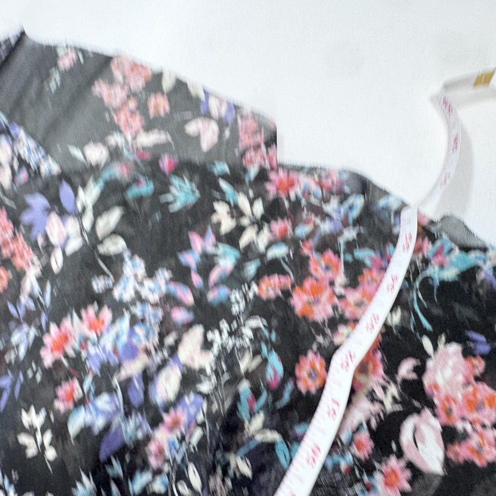 Apt. 9 Dress Womens Large Black Floral Chiffon Wrap Maxi Ruffle Hem Lined - Picture 10 of 11